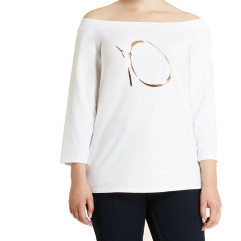 NWT ASHLEY GRAHAM X MARINA RINALDI Women's White Vaglia Top - size M
